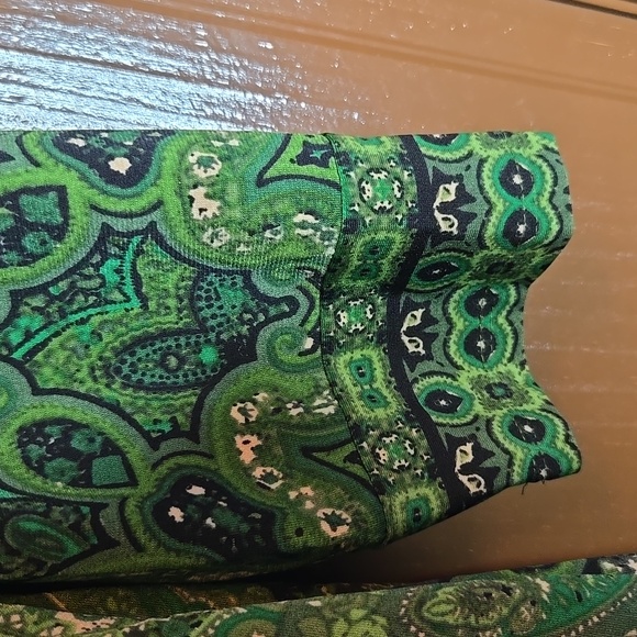 London Style-Green & blk. paisley print 3/4 dress V neck Sz 8 NWT. - Picture 11 of 12